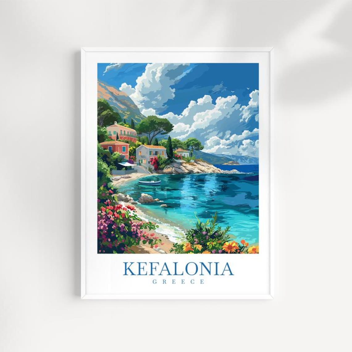 Kefalonia Greece Turquoise Cove Villas Travel Poster Coastal Art