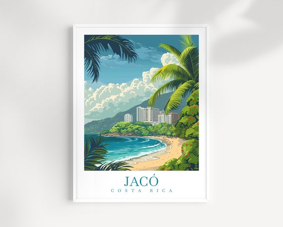 Jaco Costa Rica Palm Beach Resort Hotels Tropical Beach Poster