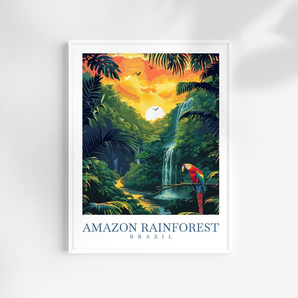 Amazon Rainforest Brazil Print Tropical Waterfall Wall Art