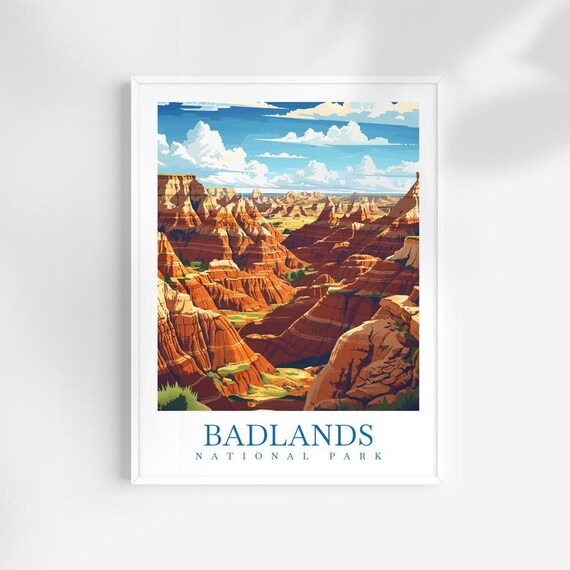 Badlands National Park Rugged Red Rock Canyon Scenery Poster