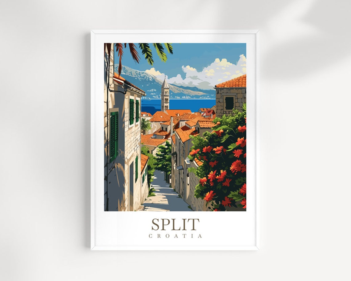 Split Croatia Old Town Terracotta Rooftops And Sea View Poster