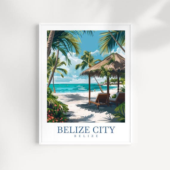 Belize City Travel Print Central America Wall Art