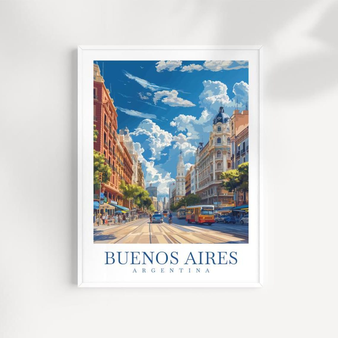 Buenos Aires Argentina Grand Avenue Historic Buildings Travel Poster