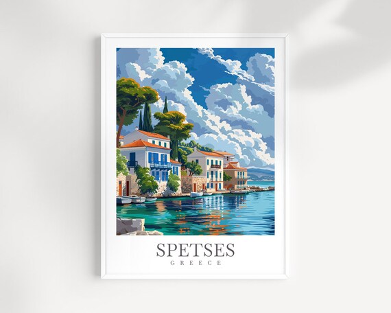 Spetses Greece Travel Poster, Wall Art Print