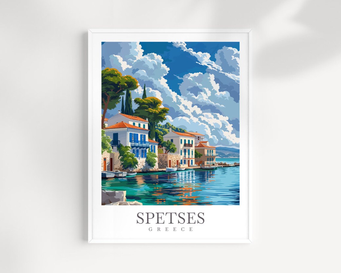 Spetses Greece Travel Poster, Wall Art Print