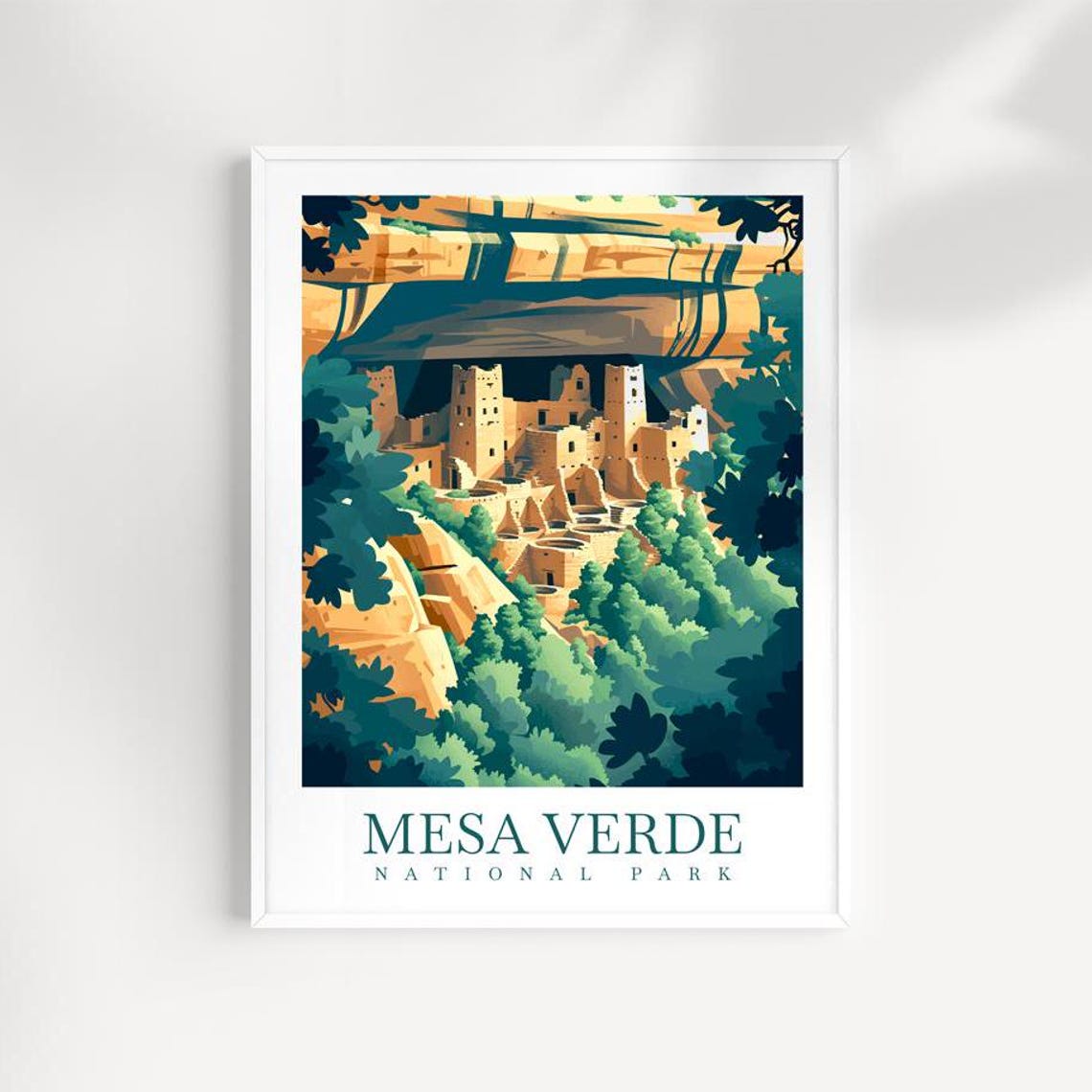 Mesa Verde National Park Cliff Palace Through Pine Trees Poster