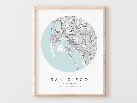 San Diego Map Print, City Street Art Poster