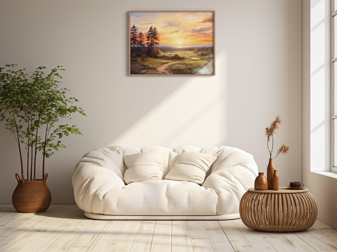 Forest Sunrise Rustic Spring Meadow Landscape - Image 2