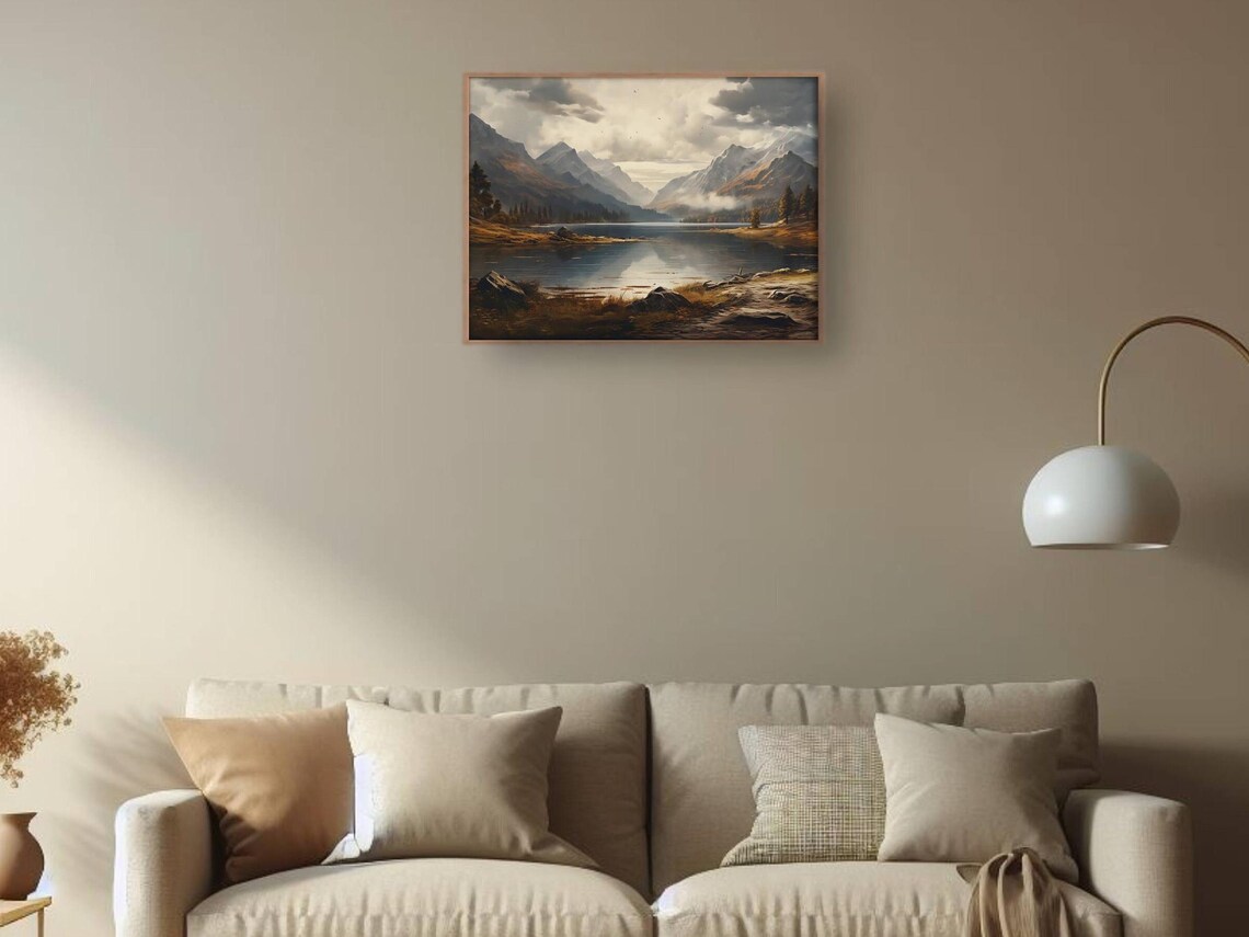 Autumn Mountain Lake Misty Peaks Fall Foliage Waterscape Poster - Image 2