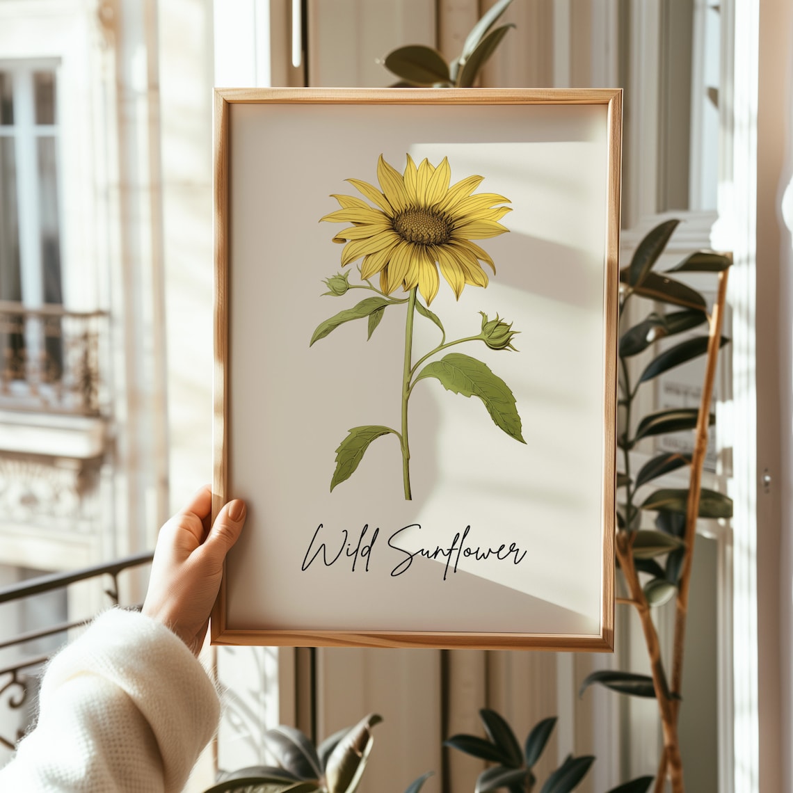 Wild Sunflower Botanical Watercolor State Flower Minimalist Art Print