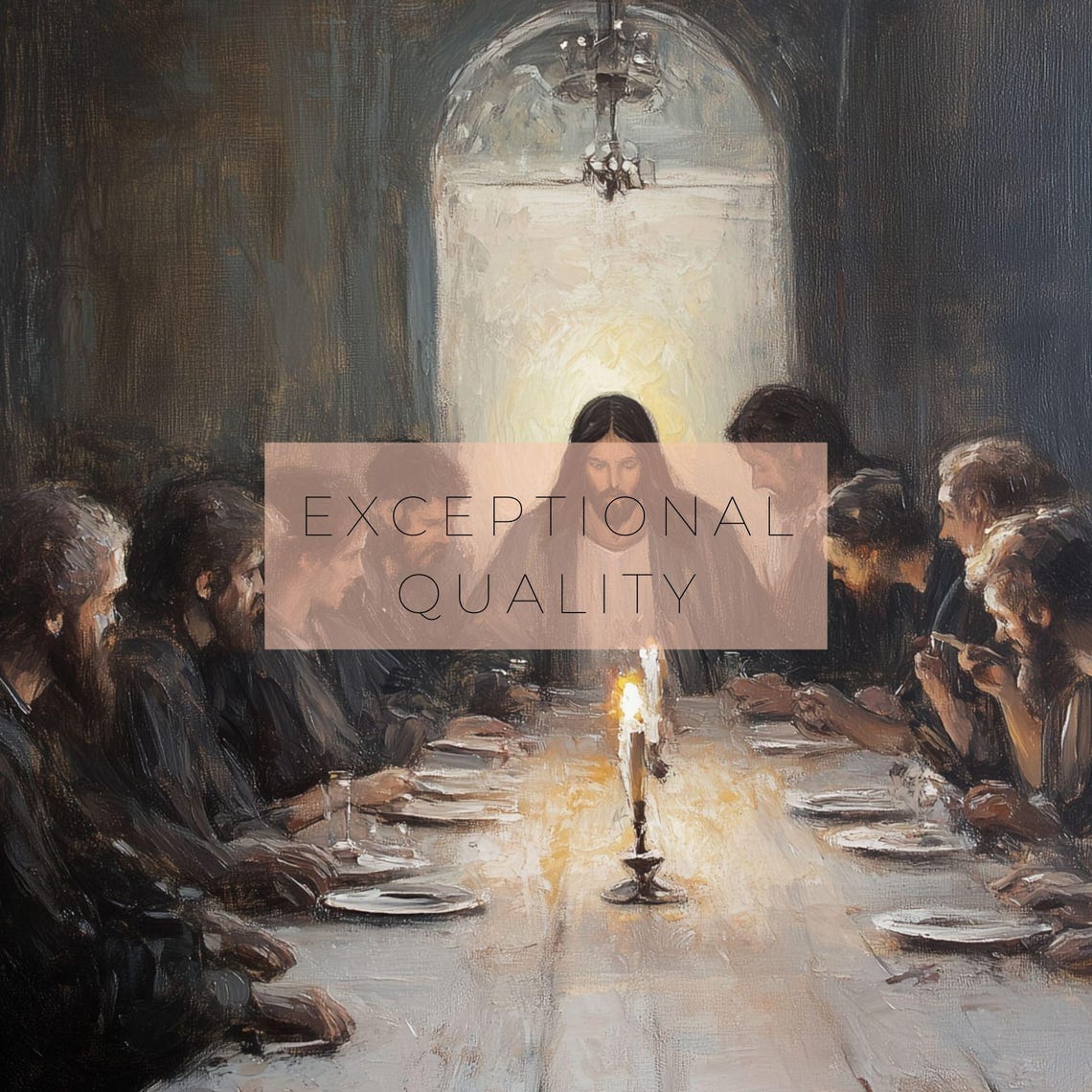 The Last Supper Candlelit Moody Vintage Christian Painting Art Print - Image 3