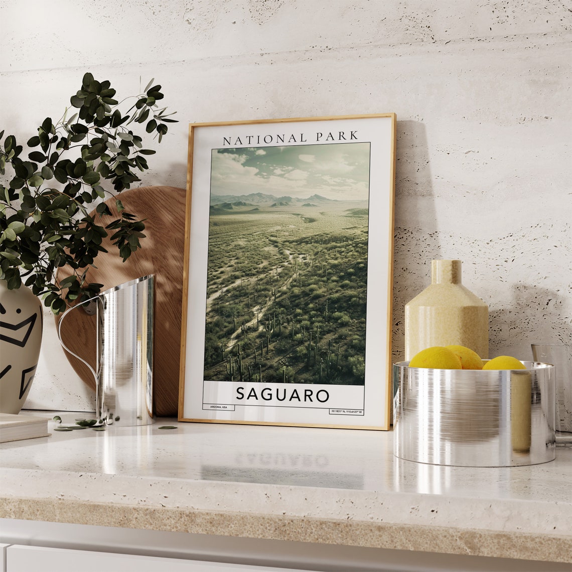 Saguaro National Park Travel Print Saguaro Arizona Travel Poster Redwood Park Gift Saguaro Travel Print Saguaro National Park Print - Image 2