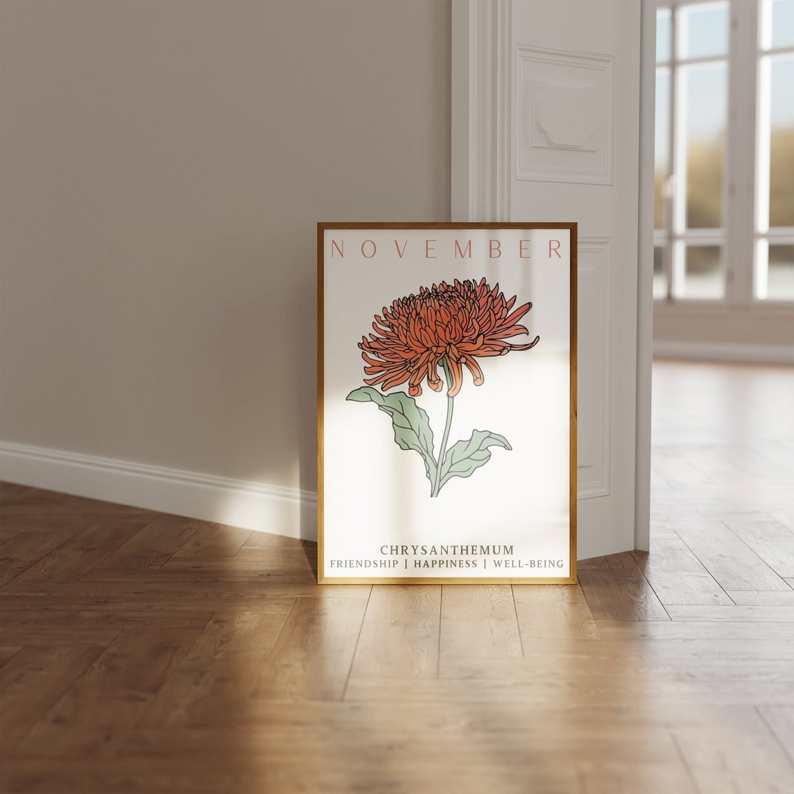November Birth Flower Chrysanthemum Print Birth Month Floral Art - Image 2