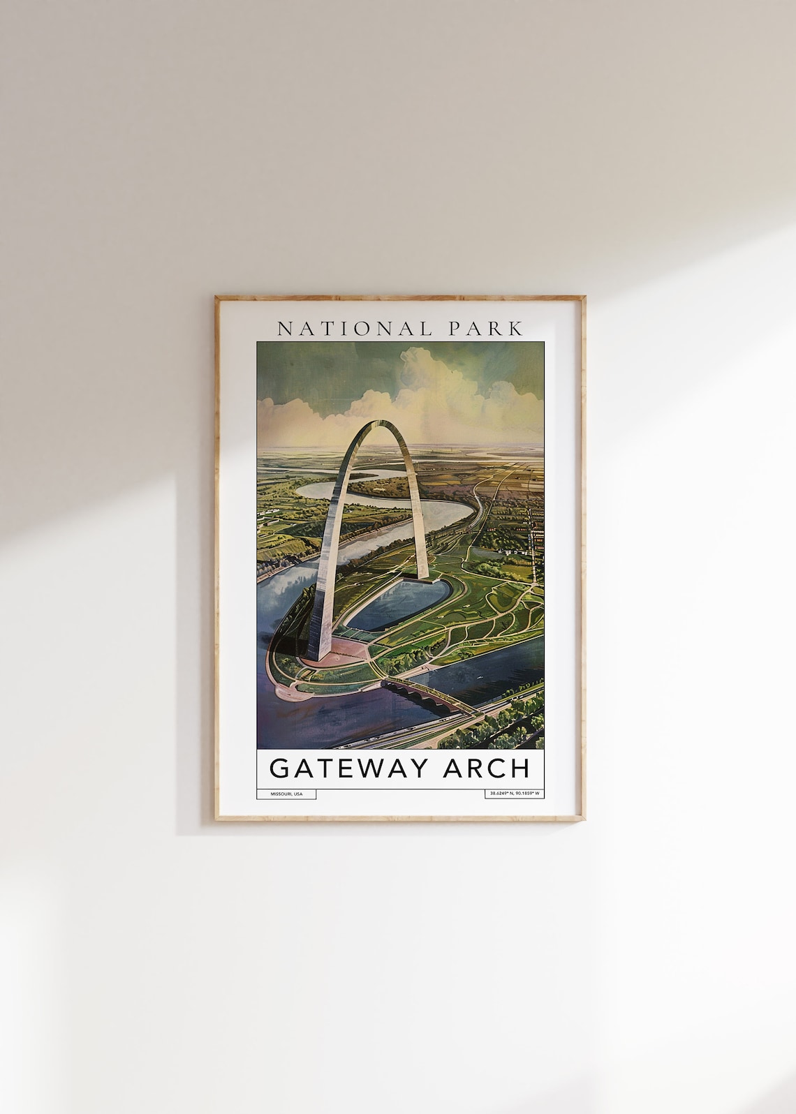 Gateway Arch St Louis Missouri Aerial View National Park Travel Poster