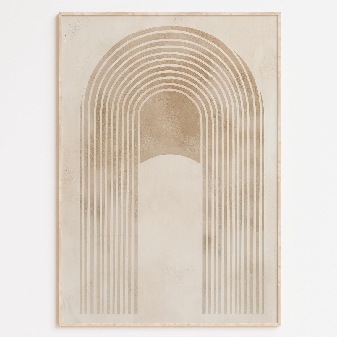 Midcentury Modern Beige Arch Geometric Minimalist Lines Art Print
