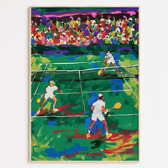 Pickleball Tennis Match Art Print Bold Sporty Decor