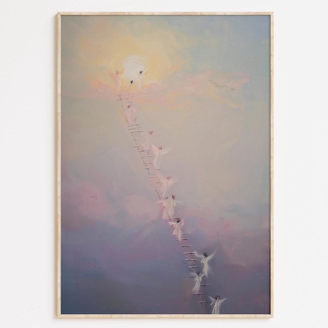 Jacobs Ladder Angels Ascending Heaven Pastel Oil Painting Poster