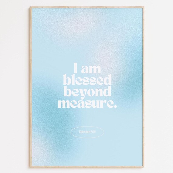 I Am Blessed Christian Print Girly Scripture Wall Art