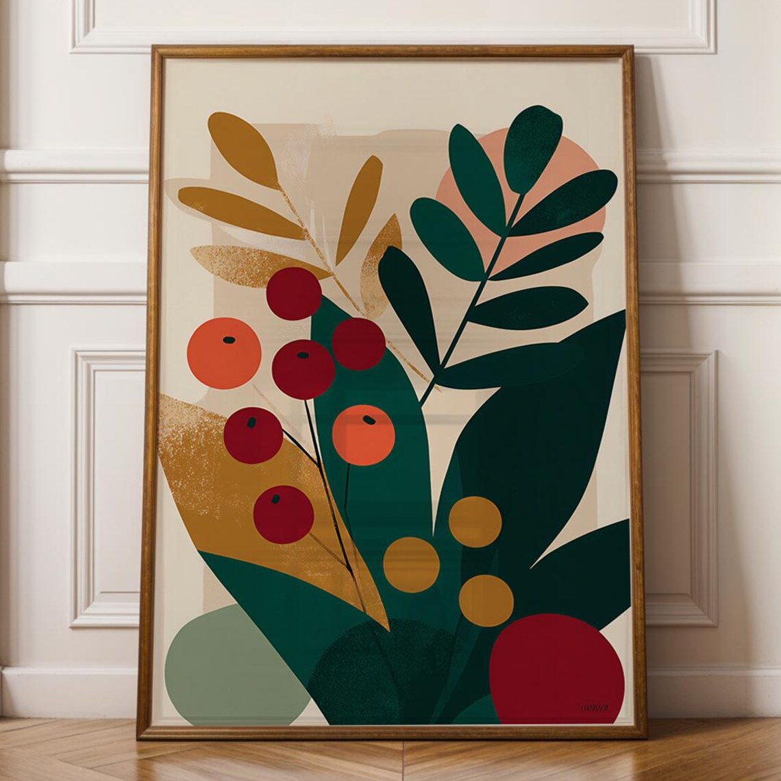 Abstract Botanical Christmas Poster Print