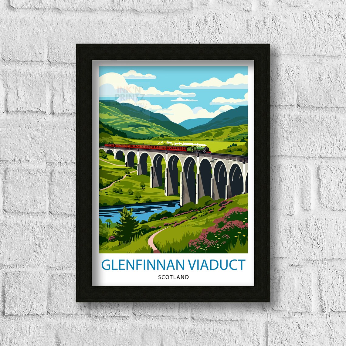 Glenfinnan Viaduct Travel Poster, Scottish Highlands - Image 3