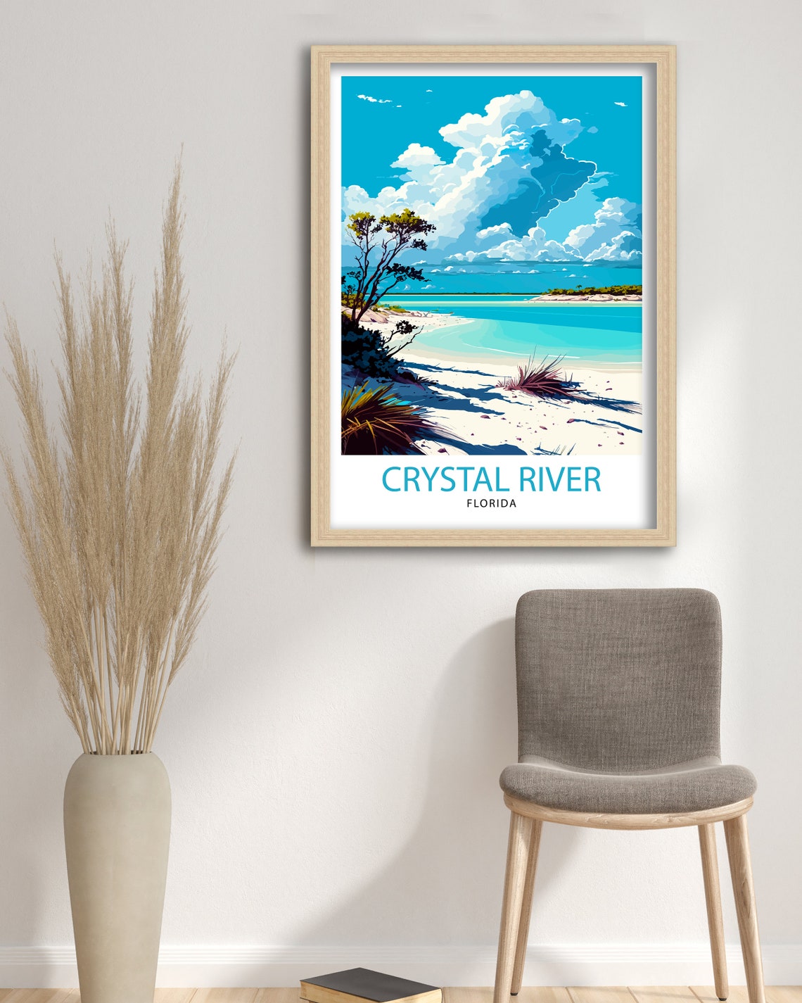 Crystal River Florida Turquoise Beach Illustrated Travel Poster - Image 3
