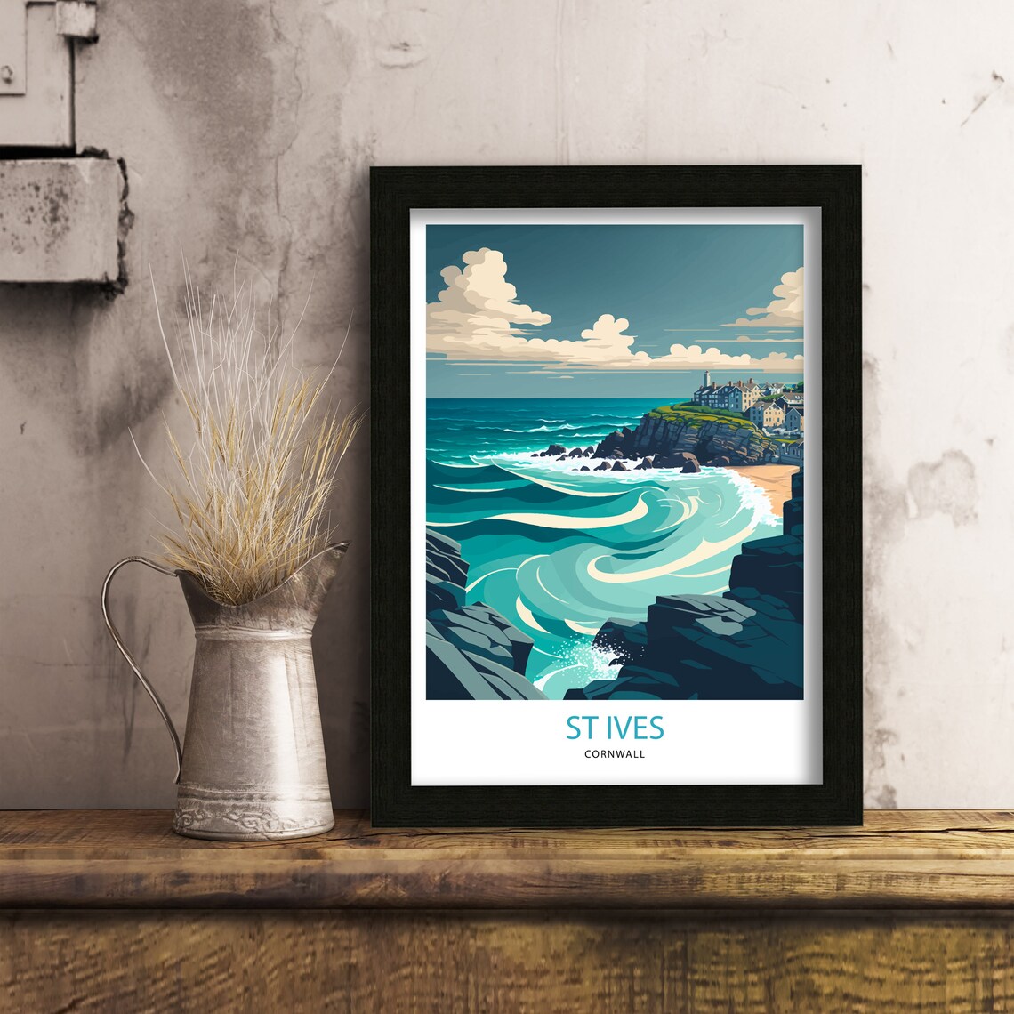 St Ives Travel Poster, Cornwall Place Print - Image 2