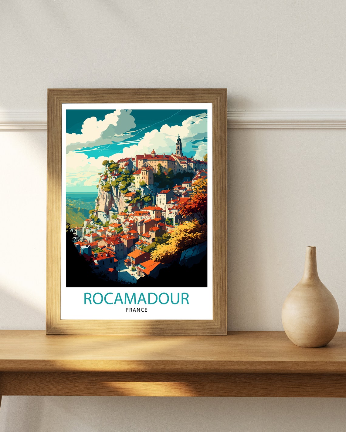 Rocamadour France Travel Print Wall Decor Home Living Decor France Illustration Travel Poster Gift For France Home Decor - Image 2