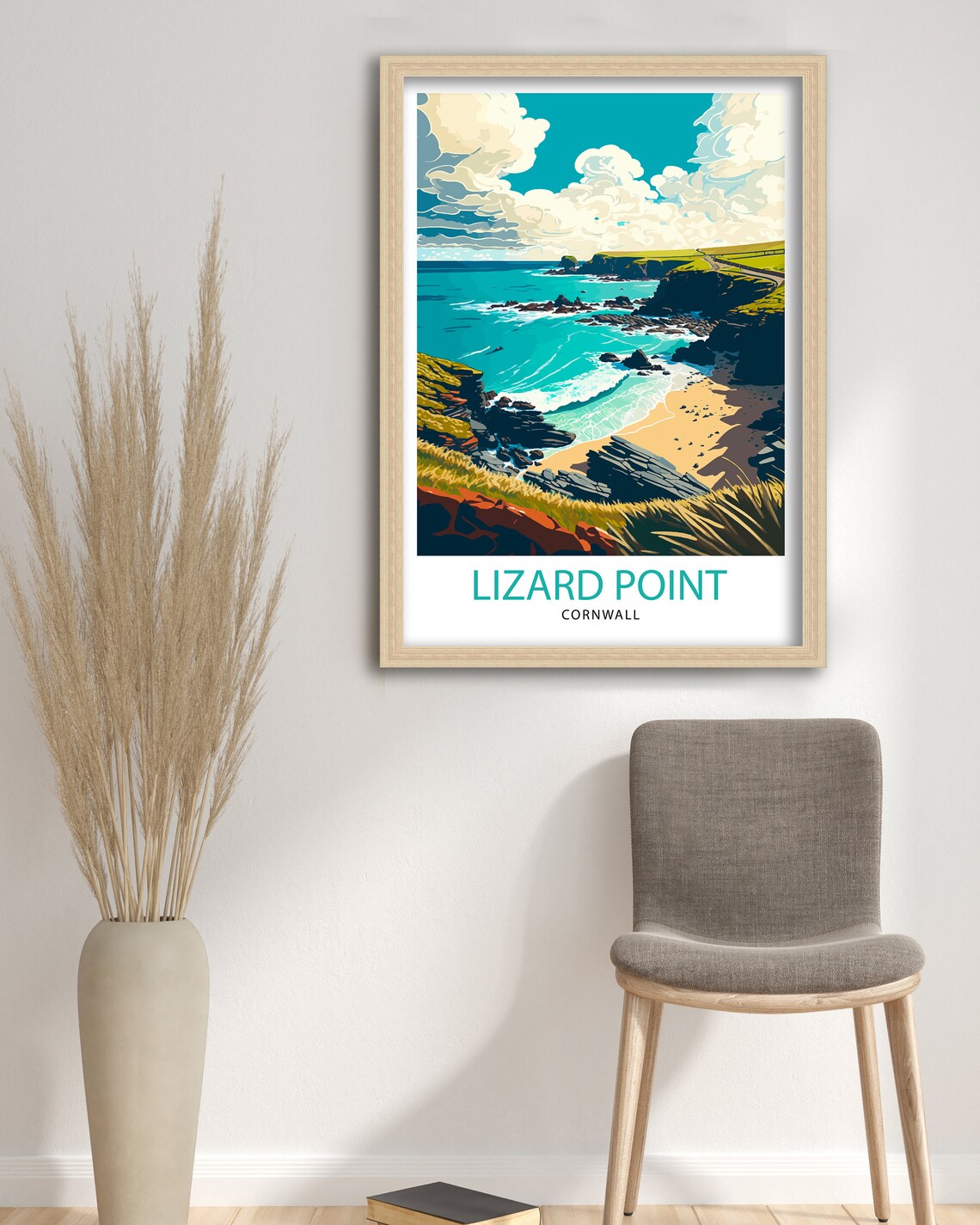 Lizard Point Cornwall Travel Poster, Home Living Decor - Image 3