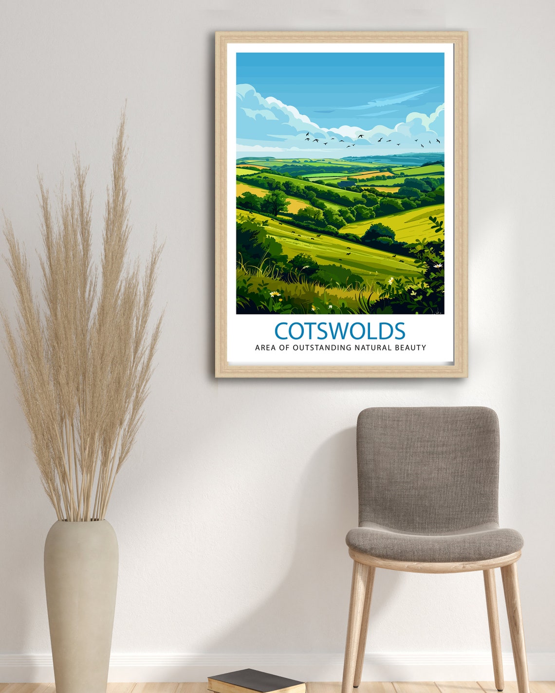 Cotswolds Rolling Hills Green Countryside Landscape Poster Art - Image 2