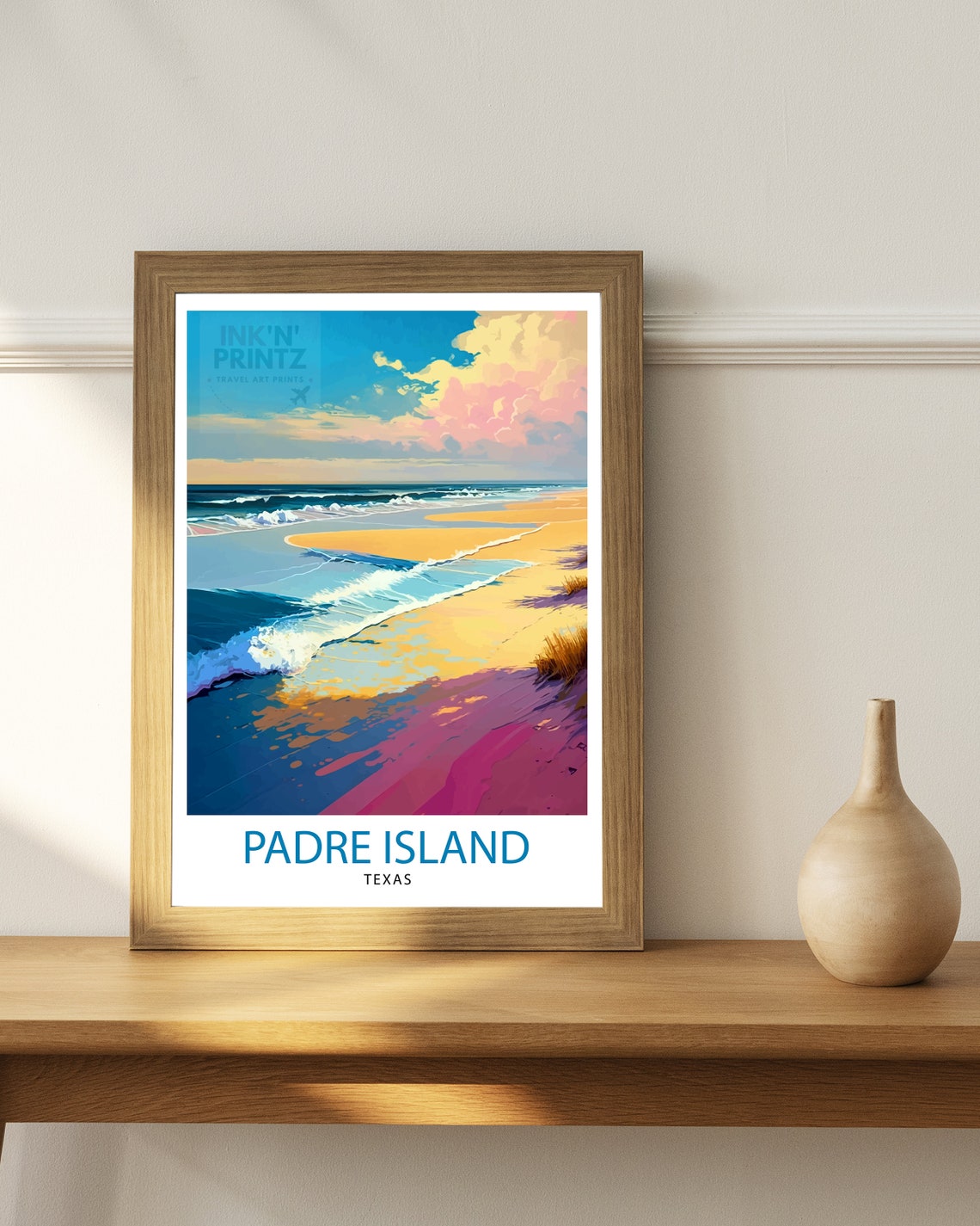 Padre Island Texas Beach Waves Golden Hour Rolling Surf Art Print - Image 3