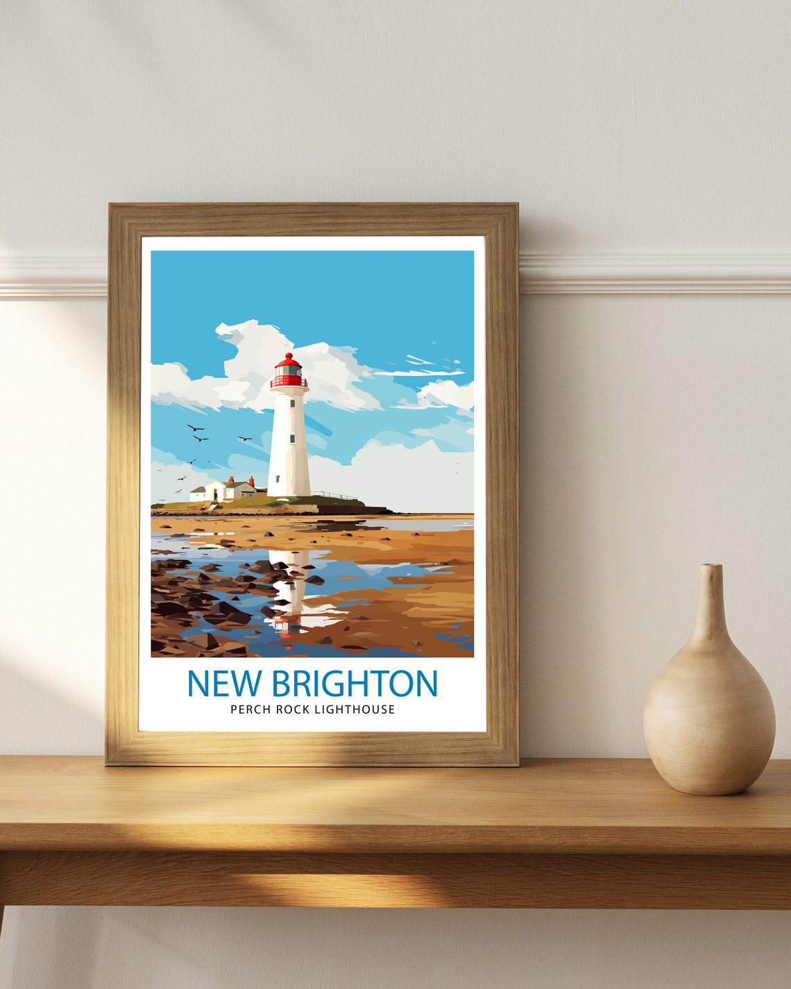 Perch Rock Lighthouse New Brighton Nautical Coastal Seascape Poster - Image 2