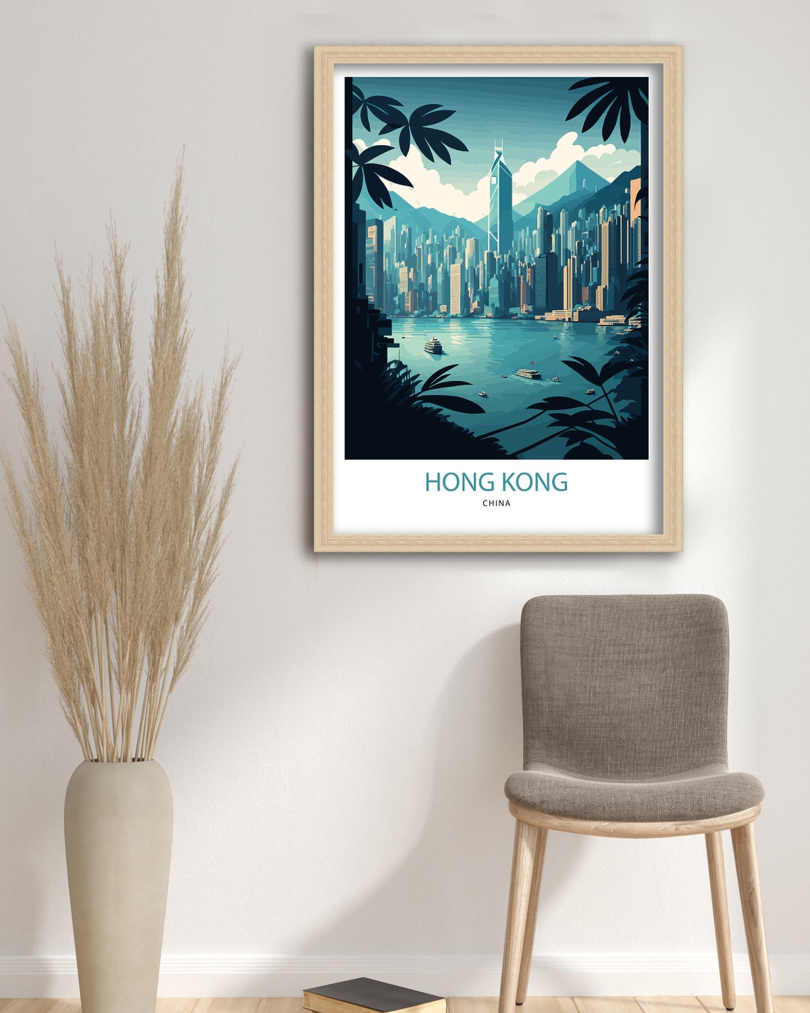 Hong Kong Travel Print Hong Kong Poster Hong Kong Art Hong Kong Wall Art Hong Kong Skyline Hong Kong Travel Poster Hong Kong - Image 3