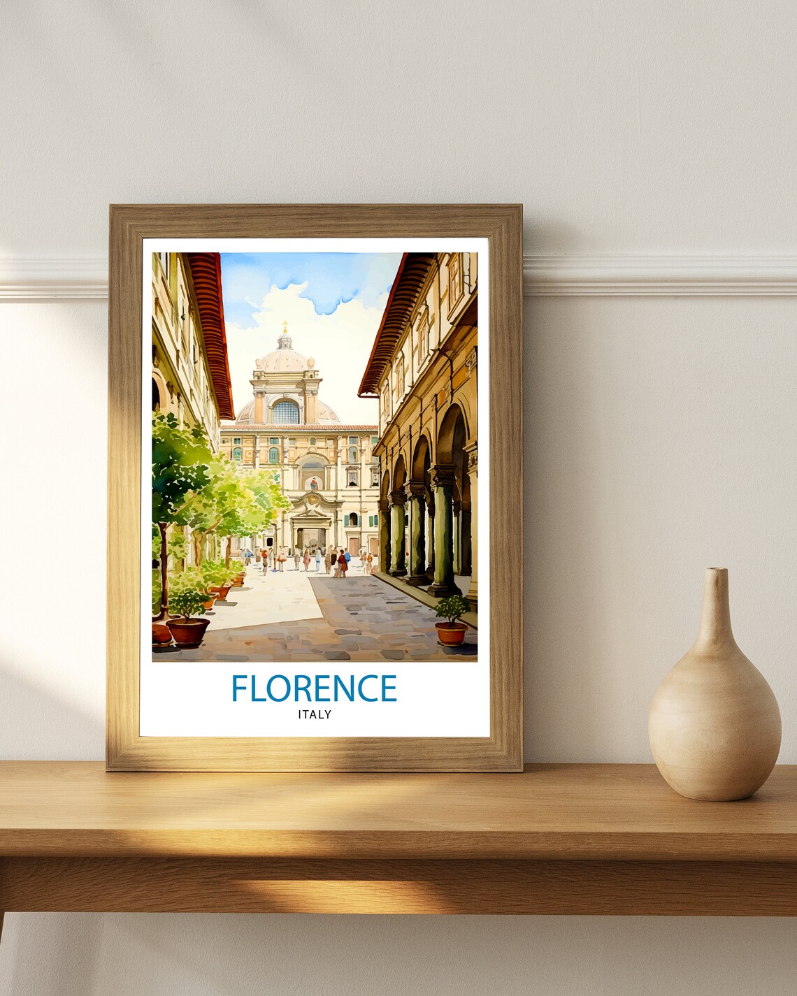 Florence Italy Watercolor Street Scene Italian Travel Art Poster - Image 2