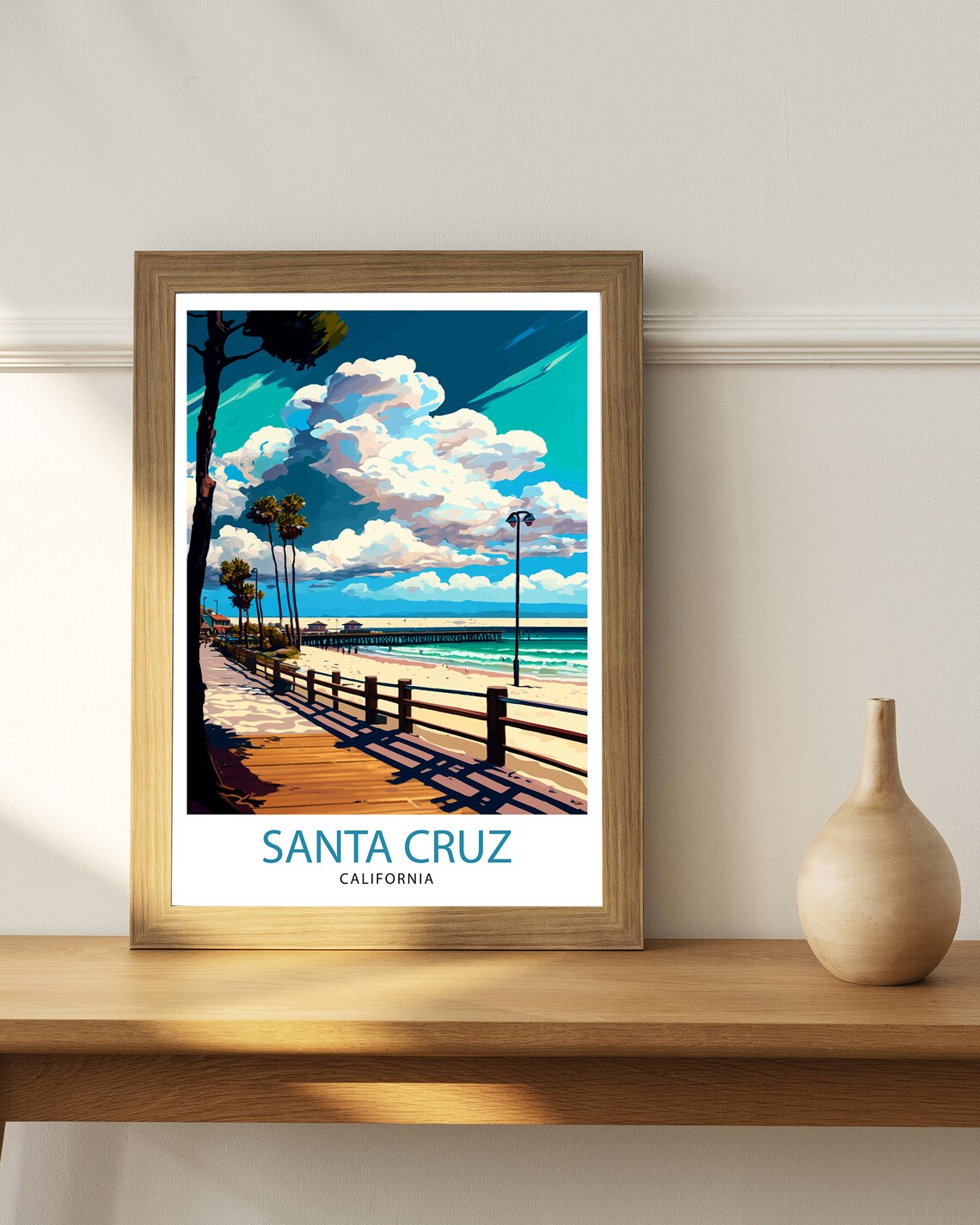 Santa Cruz California Beach Boardwalk and Pier Vintage Poster - Image 2