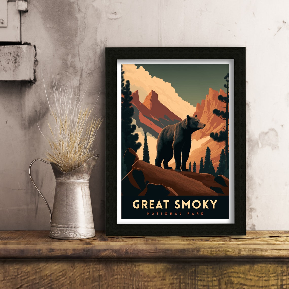 Great Smoky National Park Bear Mountains Wildlife Vintage Poster - Image 2