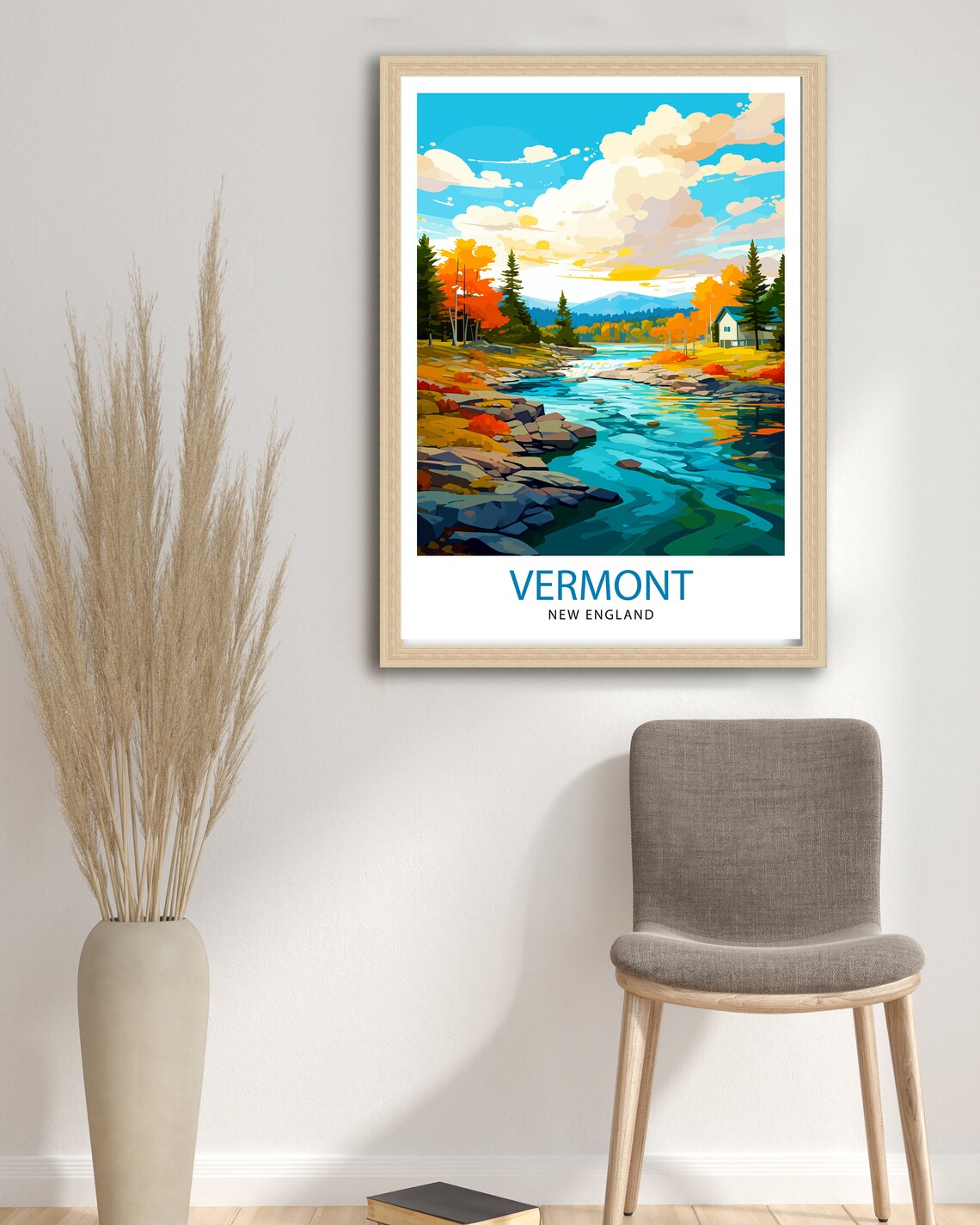 Vermont New England Travel Poster, Vermont Wall Decor - Image 3