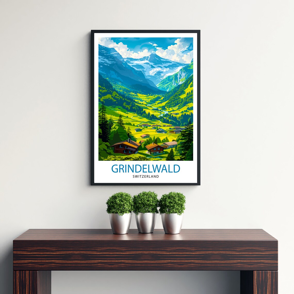 Grindelwald Switzerland Travel Poster, Alpine Village - Image 3