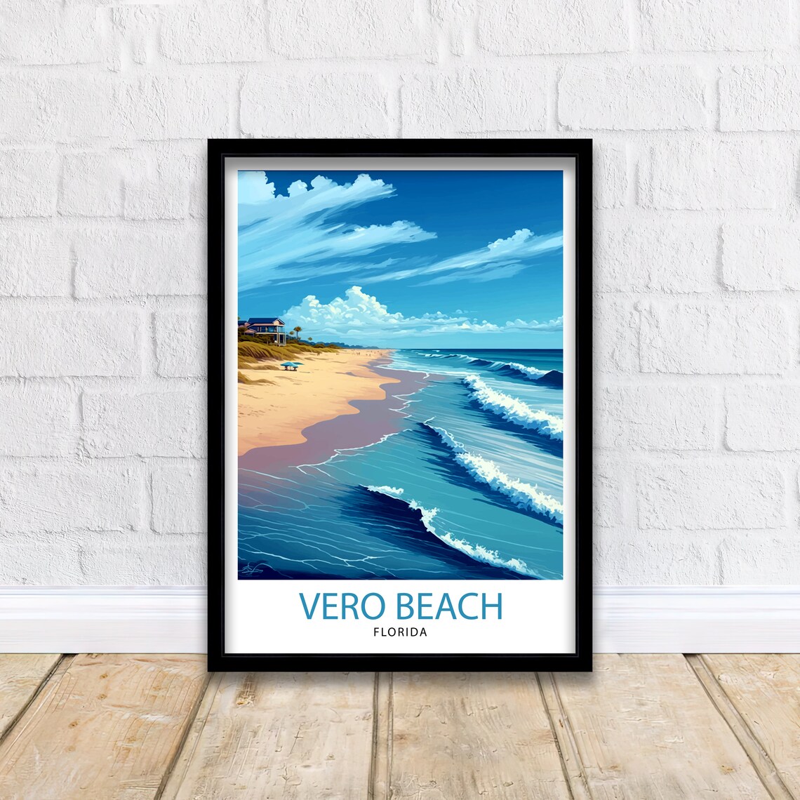 Vero Beach Florida Travel Poster, Coastal Place Print - Image 2