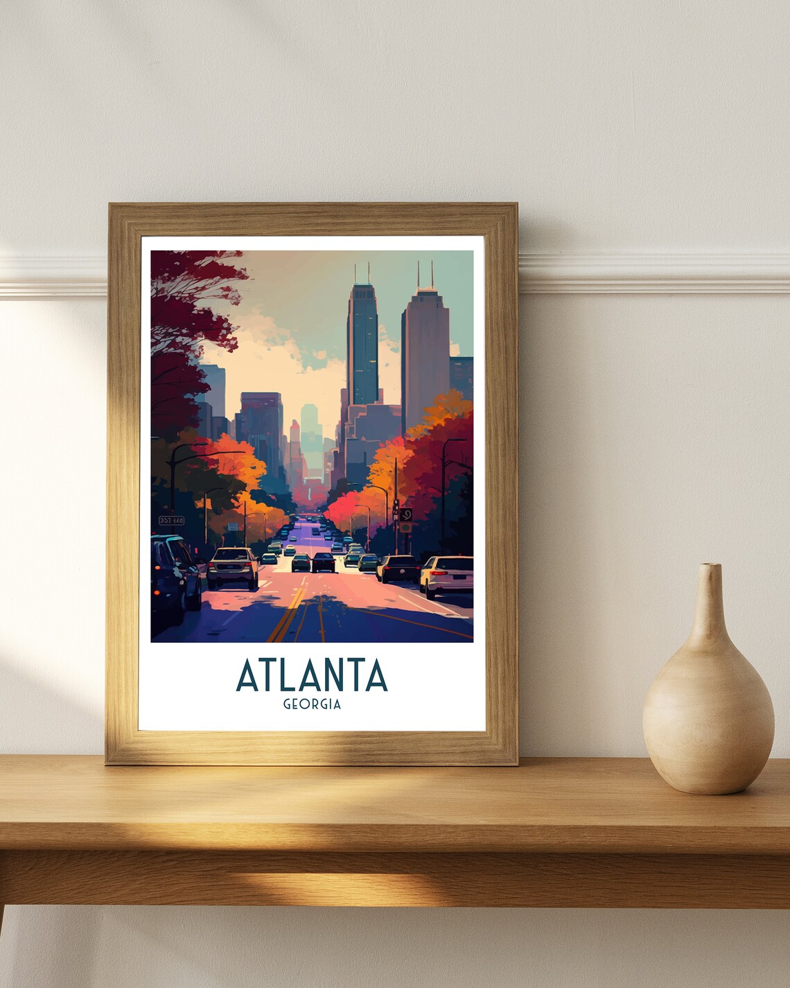 Atlanta Travel Poster, Georgia City Skyline Print - Image 3