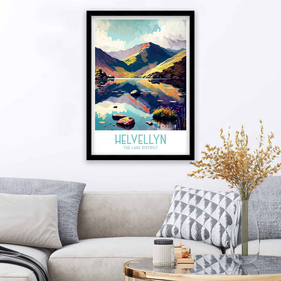 Helvellyn Travel Poster, Lake District Hiking View - Image 2