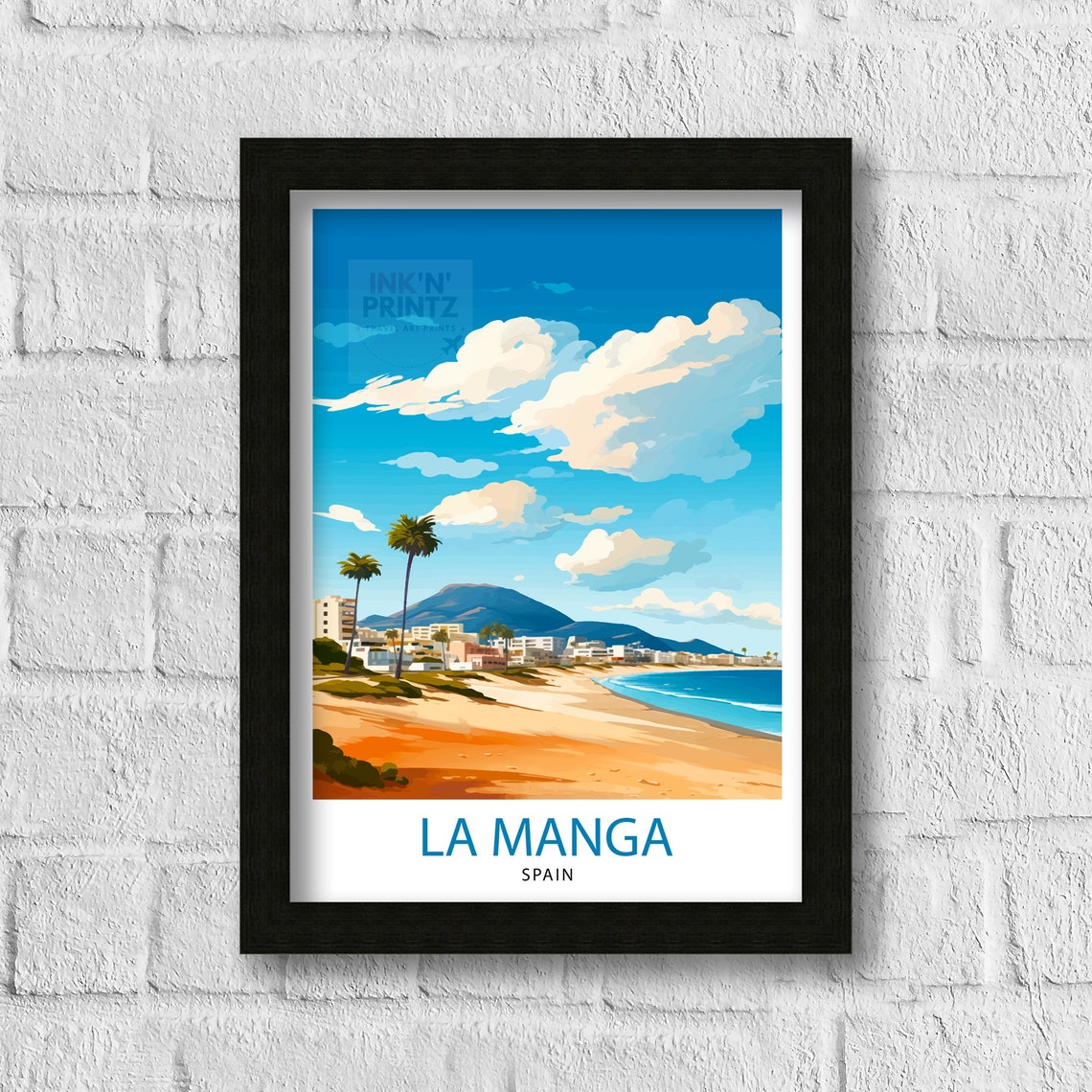 La Manga Spain Sandy Beach Palms Resort Mediterranean Coast Poster - Image 3