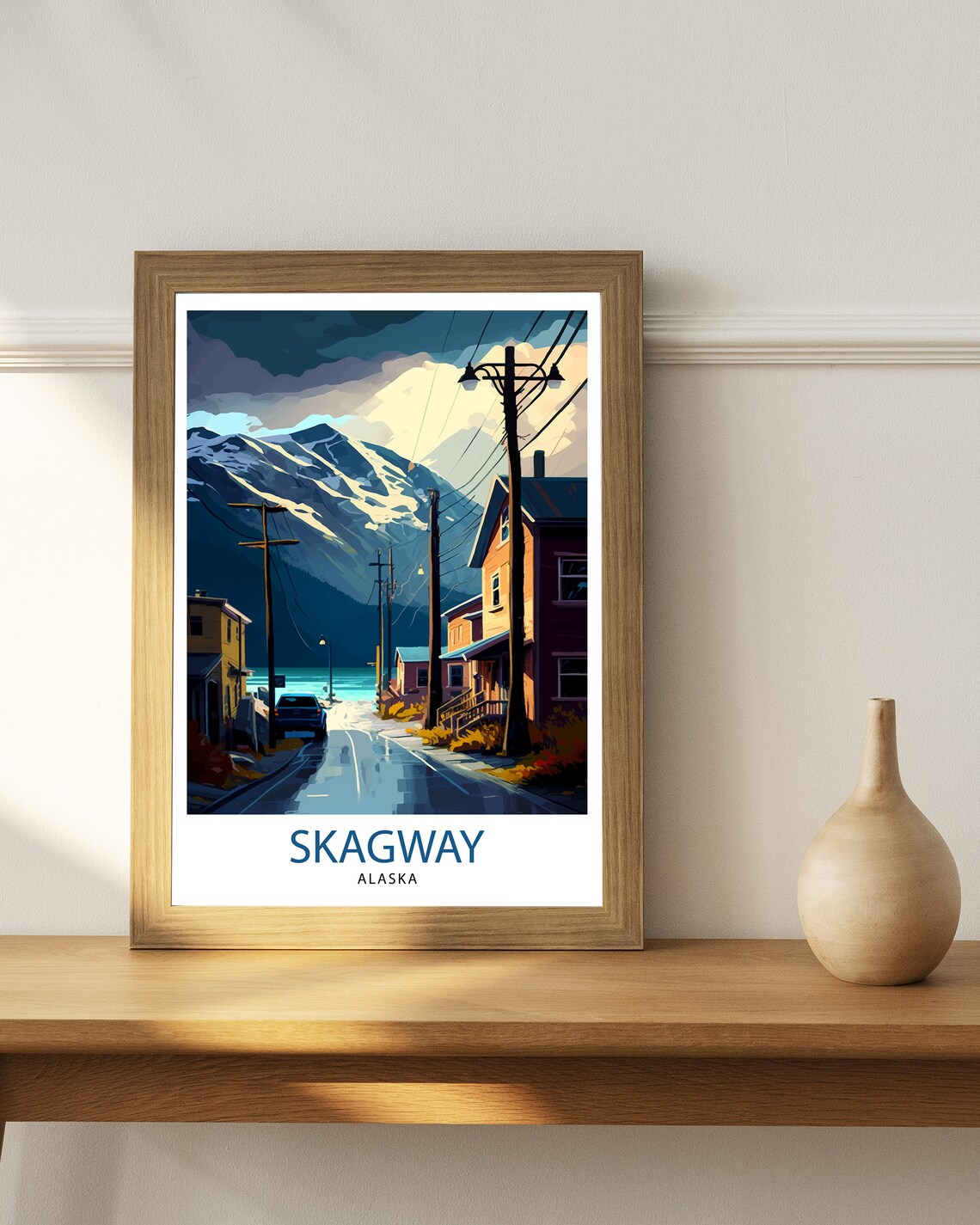 Skagway Alaska Main Street Town Snowy Mountains Vintage Travel Poster - Image 2