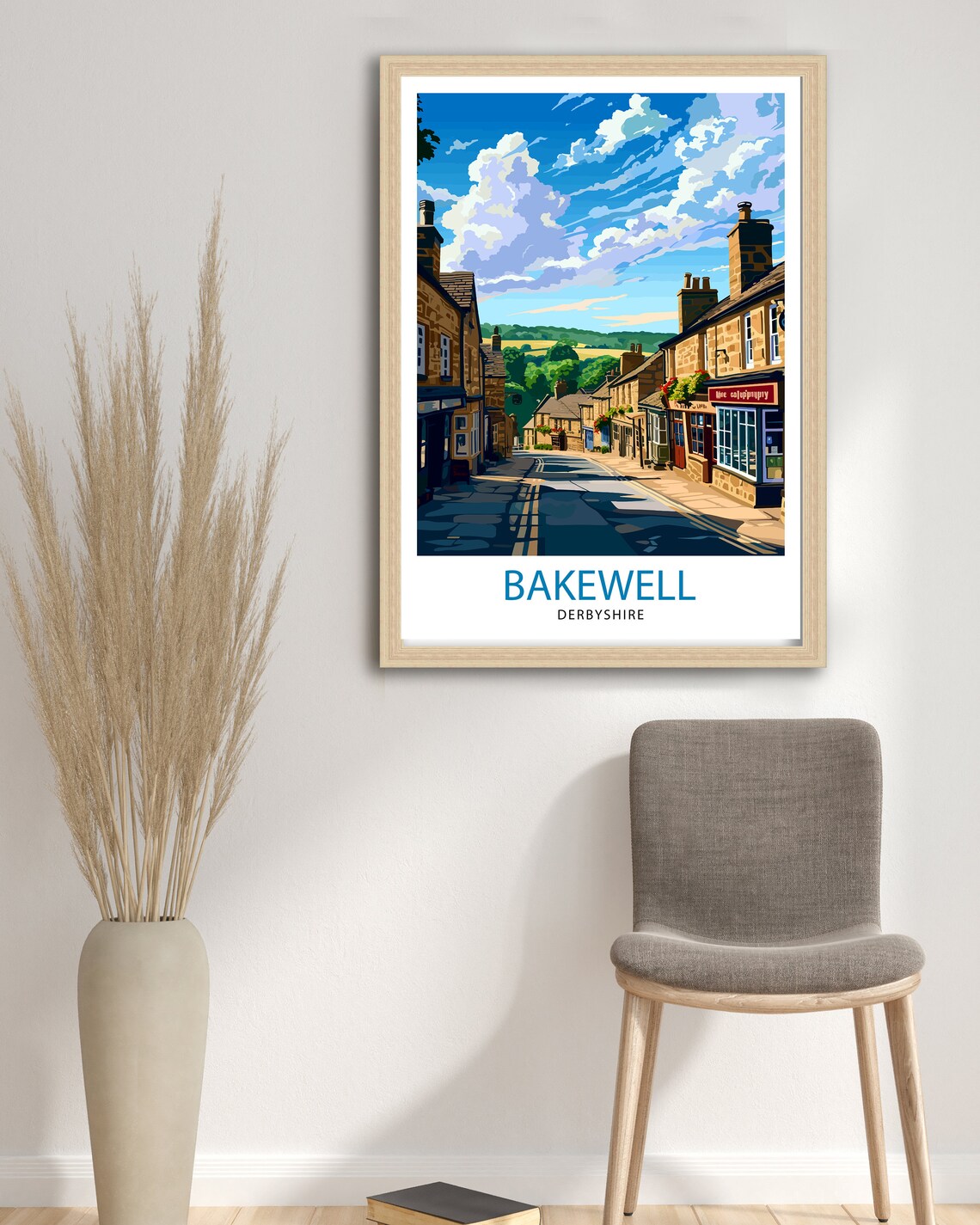 Bakewell Derbyshire Stone Market Town Street Vintage Travel Poster - Image 2