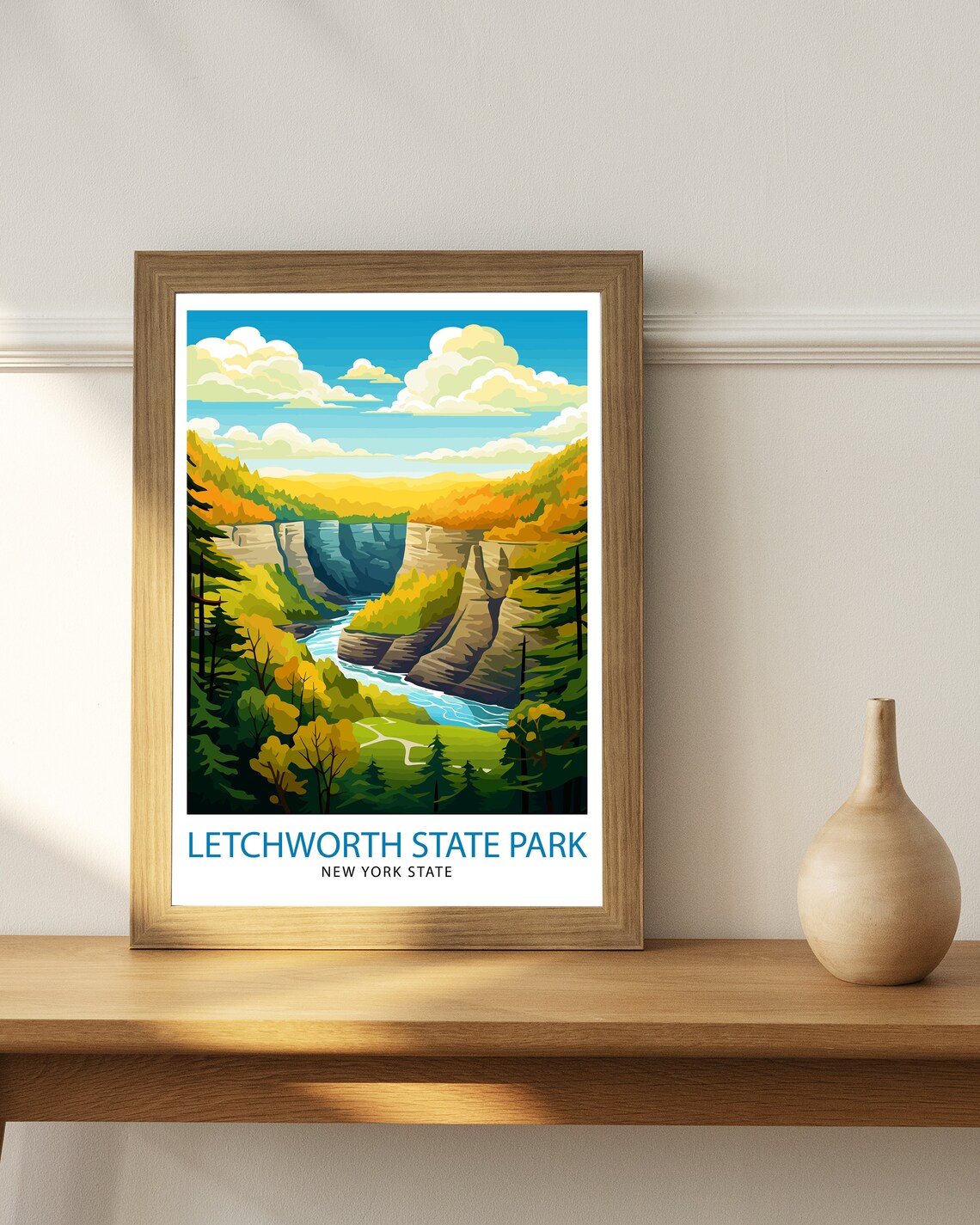 Letchworth State Park New York Gorge Waterfall Autumn Travel Poster - Image 3