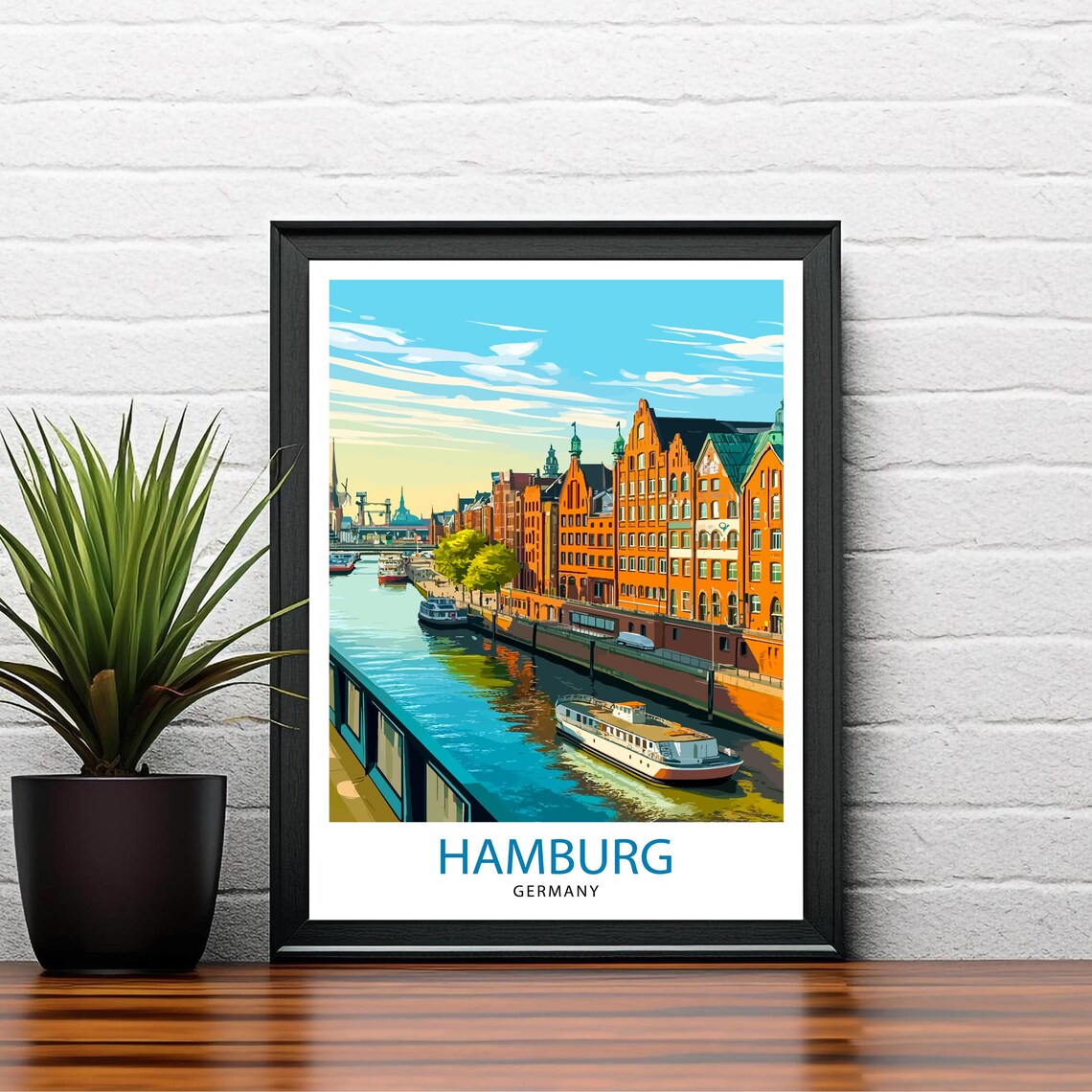 Hamburg Germany Speicherstadt Canal Historic Warehouse Poster - Image 2