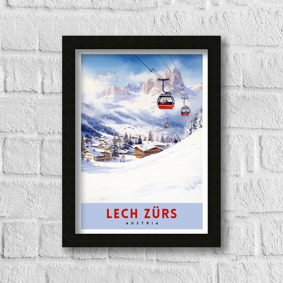 Lech Zurs Am Arlberg Austria Ski Lovers Art Print - Image 3