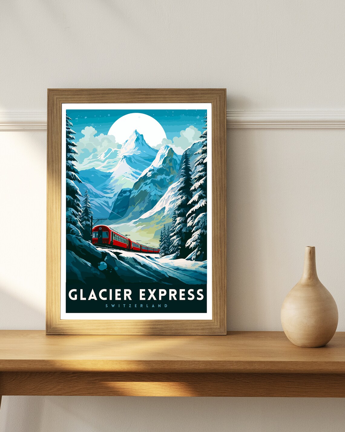 Glacier Express Train Travel Poster, Swiss Alps - Image 2