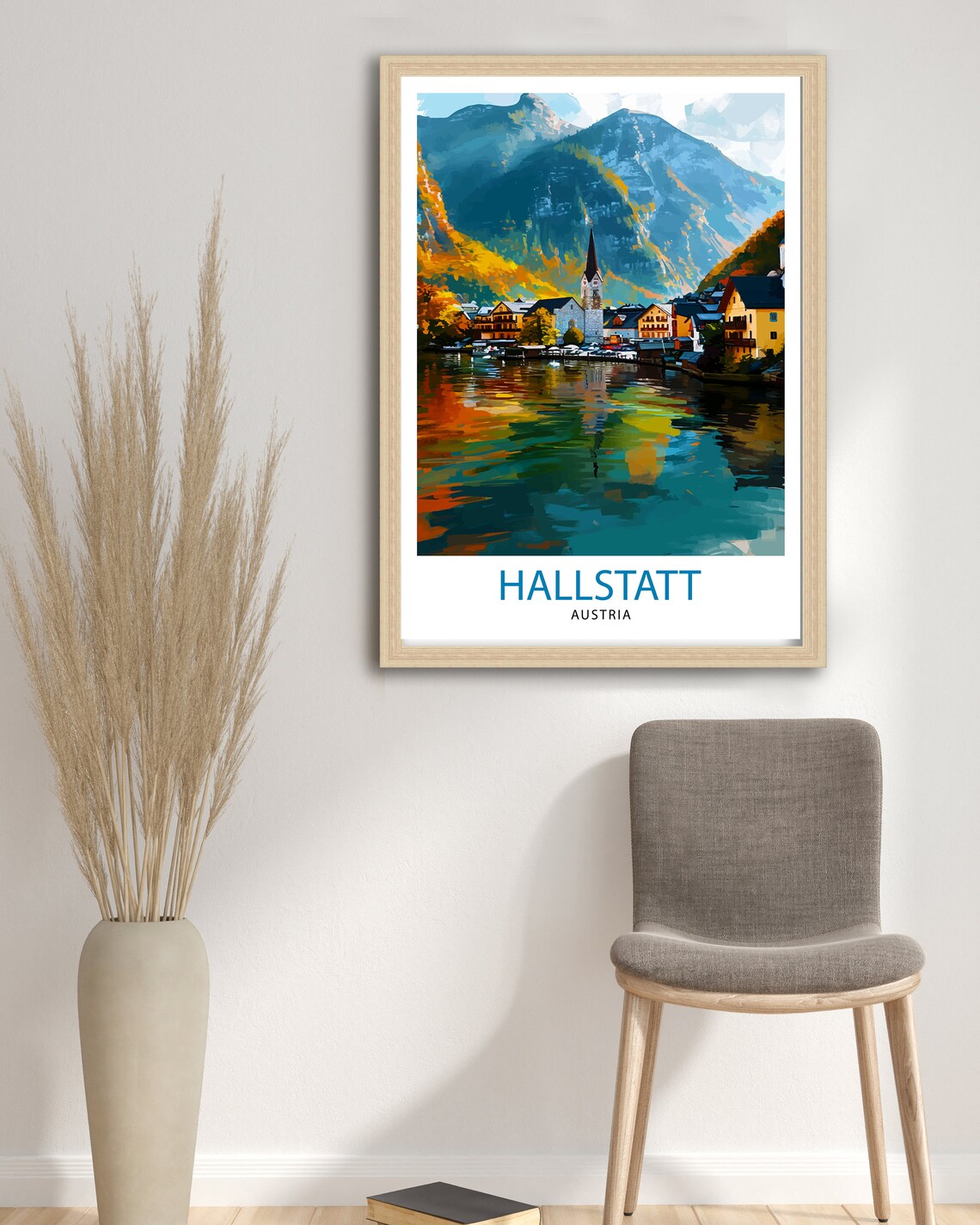 Hallstatt Austria Lakeside Village Church Autumn View Poster - Image 2