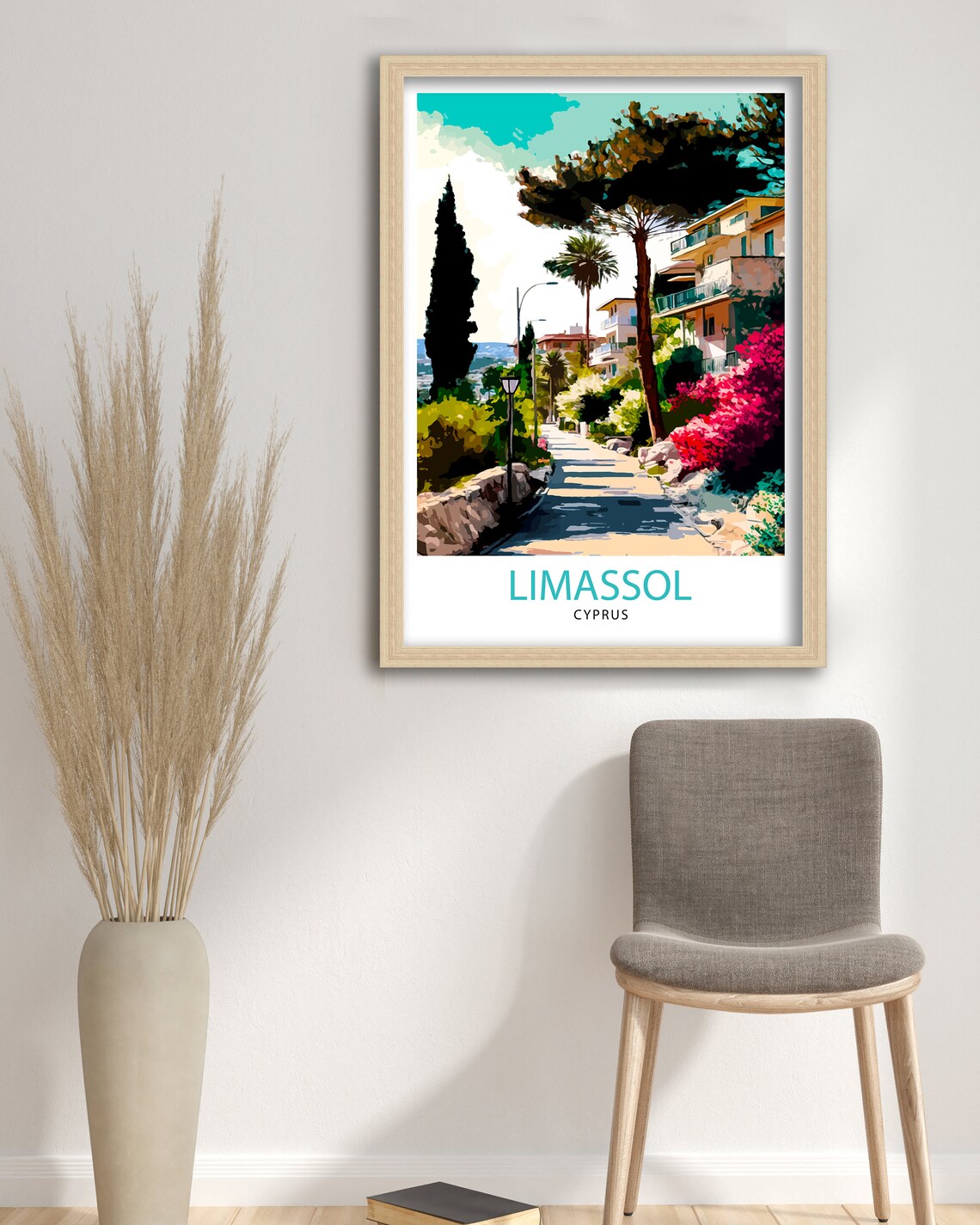 Limassol Cyprus Seaside Street Palm Trees Coastal Travel Poster - Image 3