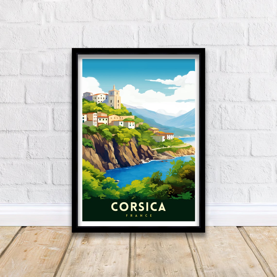 Corsica France Travel Print Corsica Wall Decor Corsica Poster France Travel Prints Corsica Art Print Corsica Illustration Corsica Wall Art - Image 2